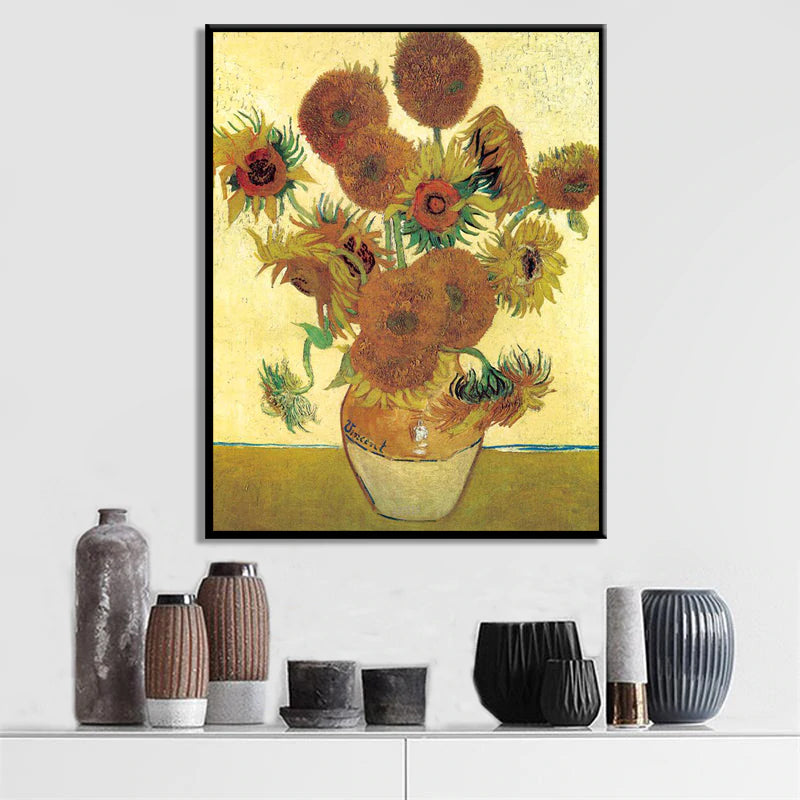 Sunflowers Posters Oil Paintings Fine Art Canvas Prints Wall Art Posters by Famous Dutch Post-Impressionist Van Gogh Paintings For Modern Home Decor