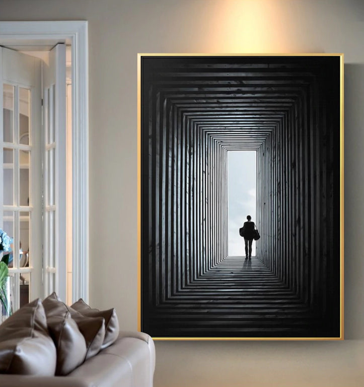 The Light At The End Of The Tunnel Wall Art Fine Art Canvas Print Modern Abstract Black And White Posters Nordic Style Home Interior Decoration