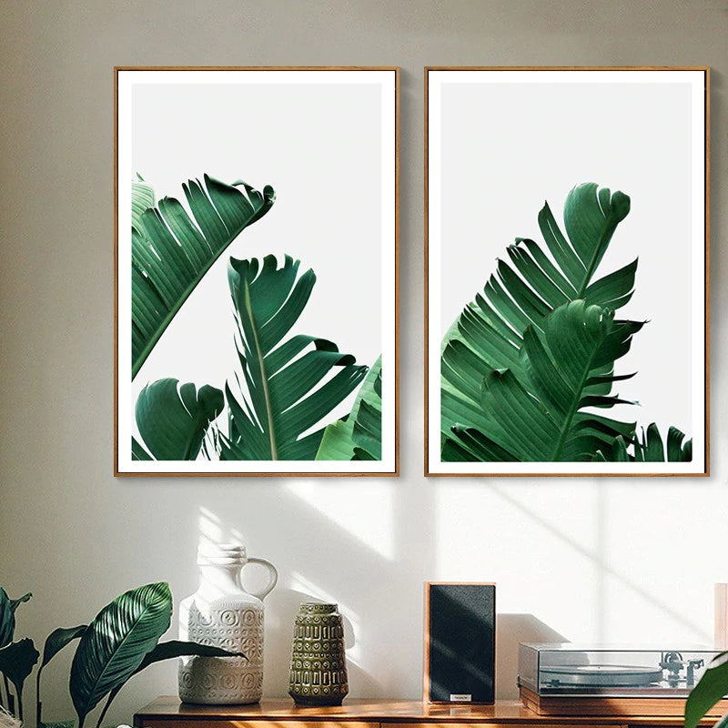 Tropical Palm Leaves Catching The Breeze Botanical Wall Art Nordic Style Fine Art Canvas Prints For Living Room Dining Room Modern Home Decor