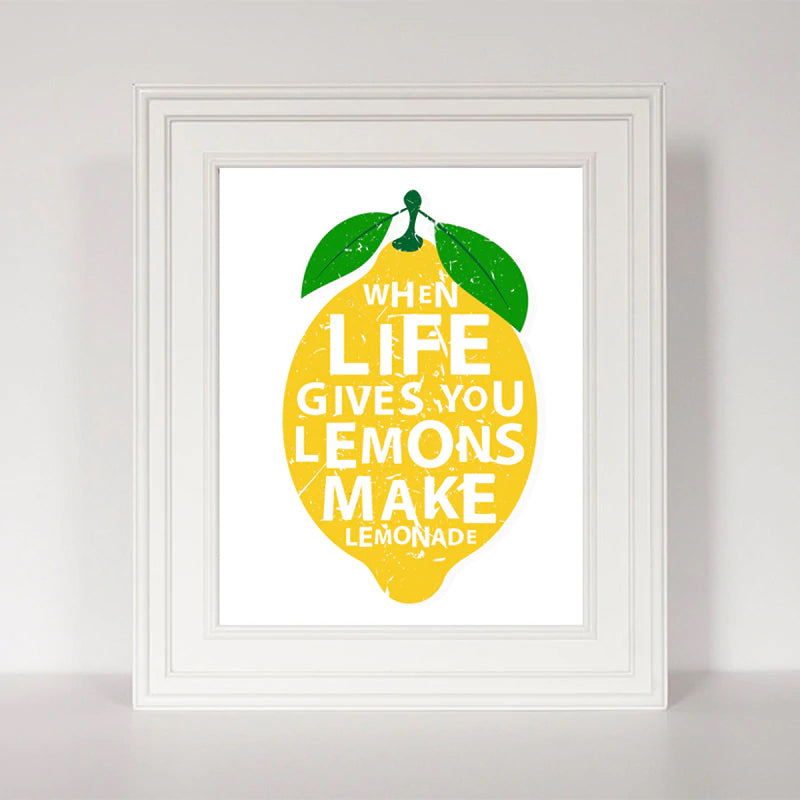 When Life Gives You Lemons Make Lemonades Positive Inspiration Quotes Wall Art Kitchen Decor Canvas Poster Cafe Home Decor