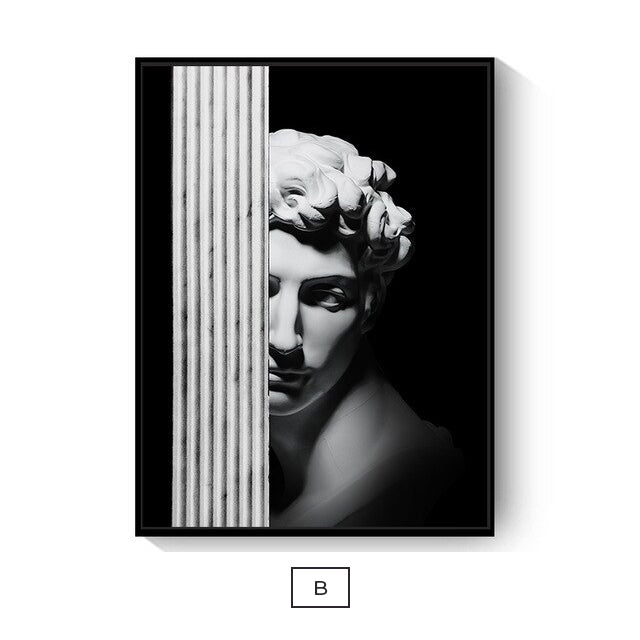 Abstract Renaissance Wall Art Black And White Statue Of David Fine Art Canvas Print Contemporary Pictures For Office Living Room Home Decor