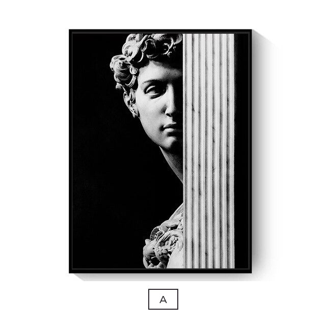 Abstract Renaissance Wall Art Black And White Statue Of David Fine Art Canvas Print Contemporary Pictures For Office Living Room Home Decor