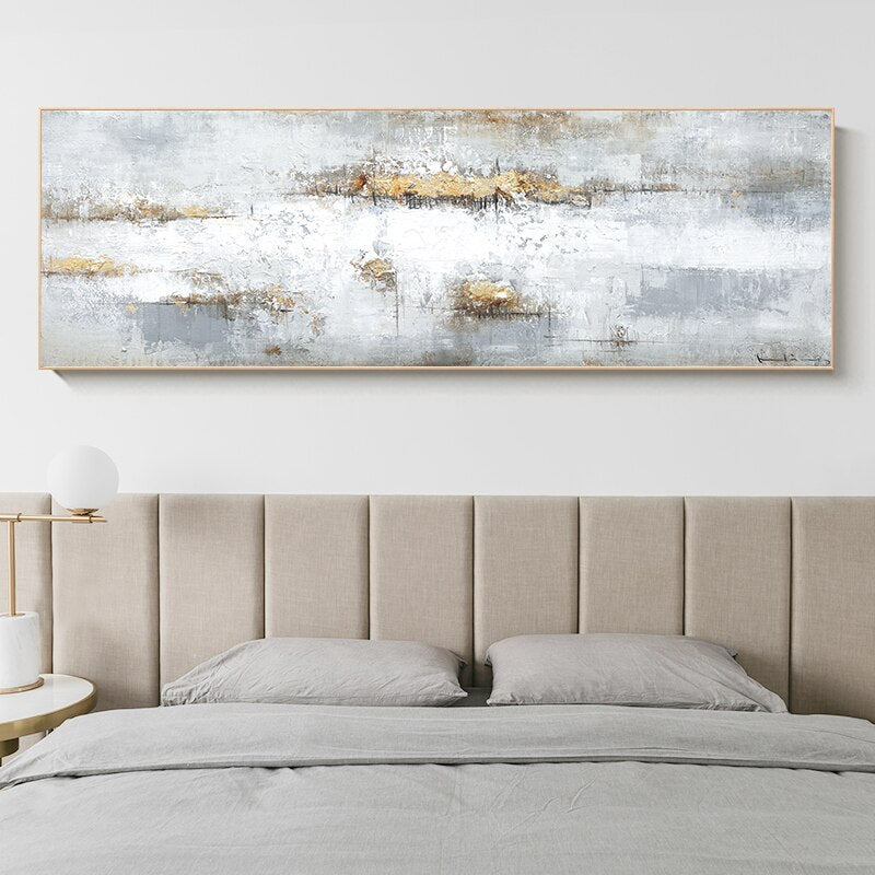 Contemporary Shades Of Gray Beige Wall Art Fine Art Canvas Prints Modern Abstract Wide Format Picture For Above The Bed Art For Above The Sofa