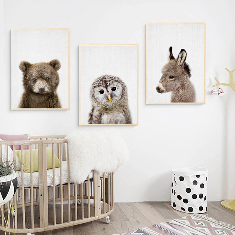 Owl Wall Art Canvas Painting Nursery Child Poster Print Kids Boy Bedroom Decor 