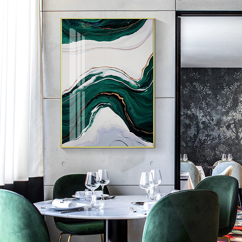 Modern Abstract Green Marble Wall Art Fine Art Canvas Prints Nordic Contemporary Lifestyle Pictures For Living Room Dining Room Office Interior Decor