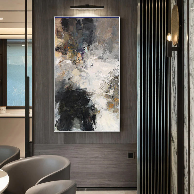 Modern Urban Abstract Wall Art Neutral Colors Cream Beige Brown Black Fine Art Canvas Prints Contemporary Paintings For Modern Loft Interior Decor