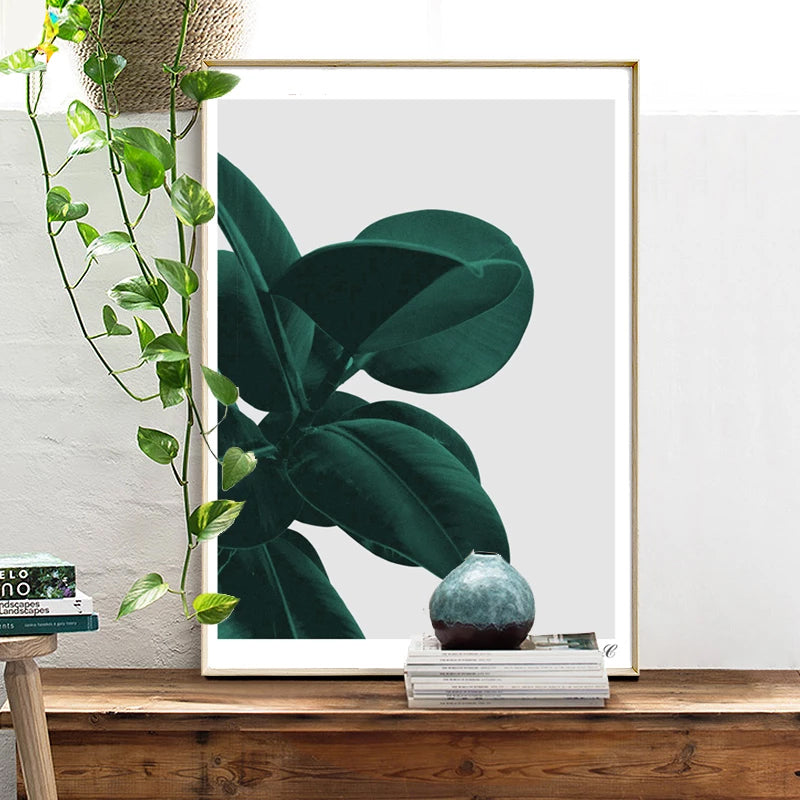 Minimalist Green Leaf Posters Prints Nordic Home Decor Wall Art Canvas Paintings