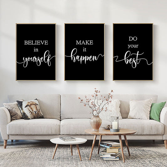 Minimalist Inspiring Quotations Posters Black & White Wall Art Fine Art Canvas Prints Motivational Pictures For Home Office Daily Mantra Signage