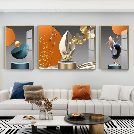 Modern Abstract Aesthetics Wall Art Fine Art Canvas Prints Surreal Pictures For Luxury Living Room Luxury Home Office Interiors Set of 3pcs