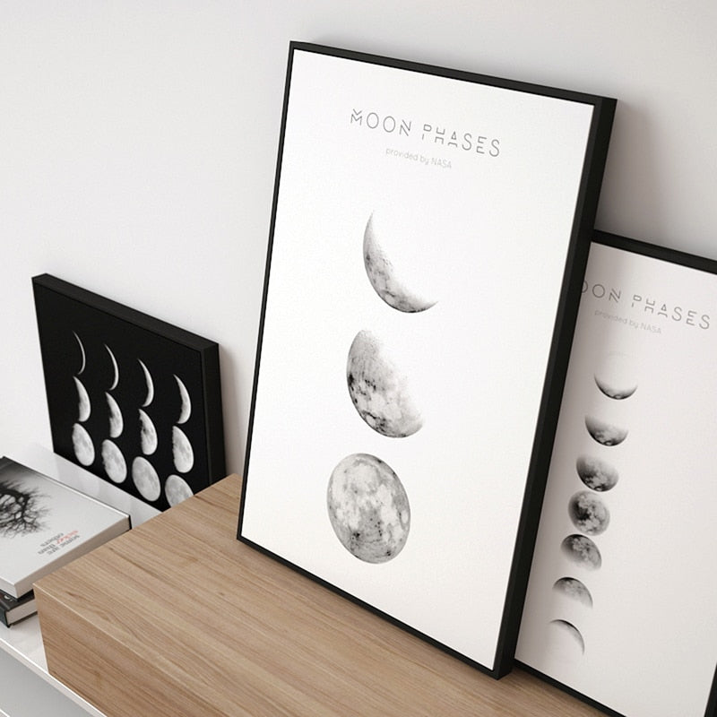 New Moon Phases Canvas Abstract Poster Nordic Print Minimalist Wall Art Painting 