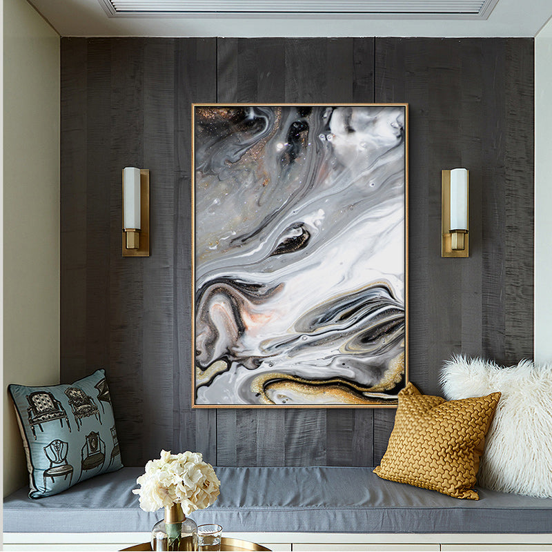 Liquid Silver Agate Gray Marble Print Wall Art Fine Art Canvas Print Modern Abstract Picture For Luxury Living Room Dining Room Home Office Decor