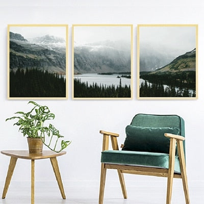 Misty Mountain Forest Lake Wilderness Landscape Wall Art Fine Art Canvas Prints Nordicwallart Com