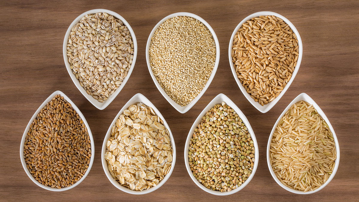 Grains, especially whole grains, are rich in fiber