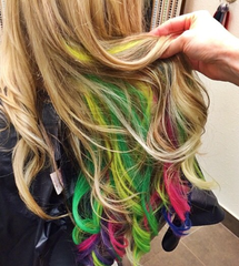 Rainbow hair extensions