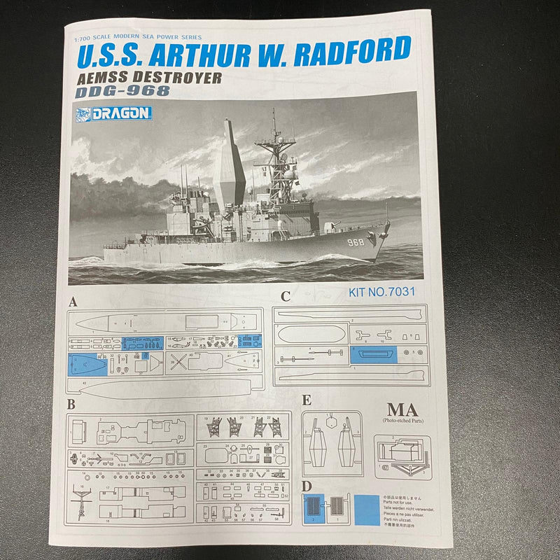 1/700 USS Arthur W AEMSS Spruance Class destroyer Dragon 7031 Radford DDG-968