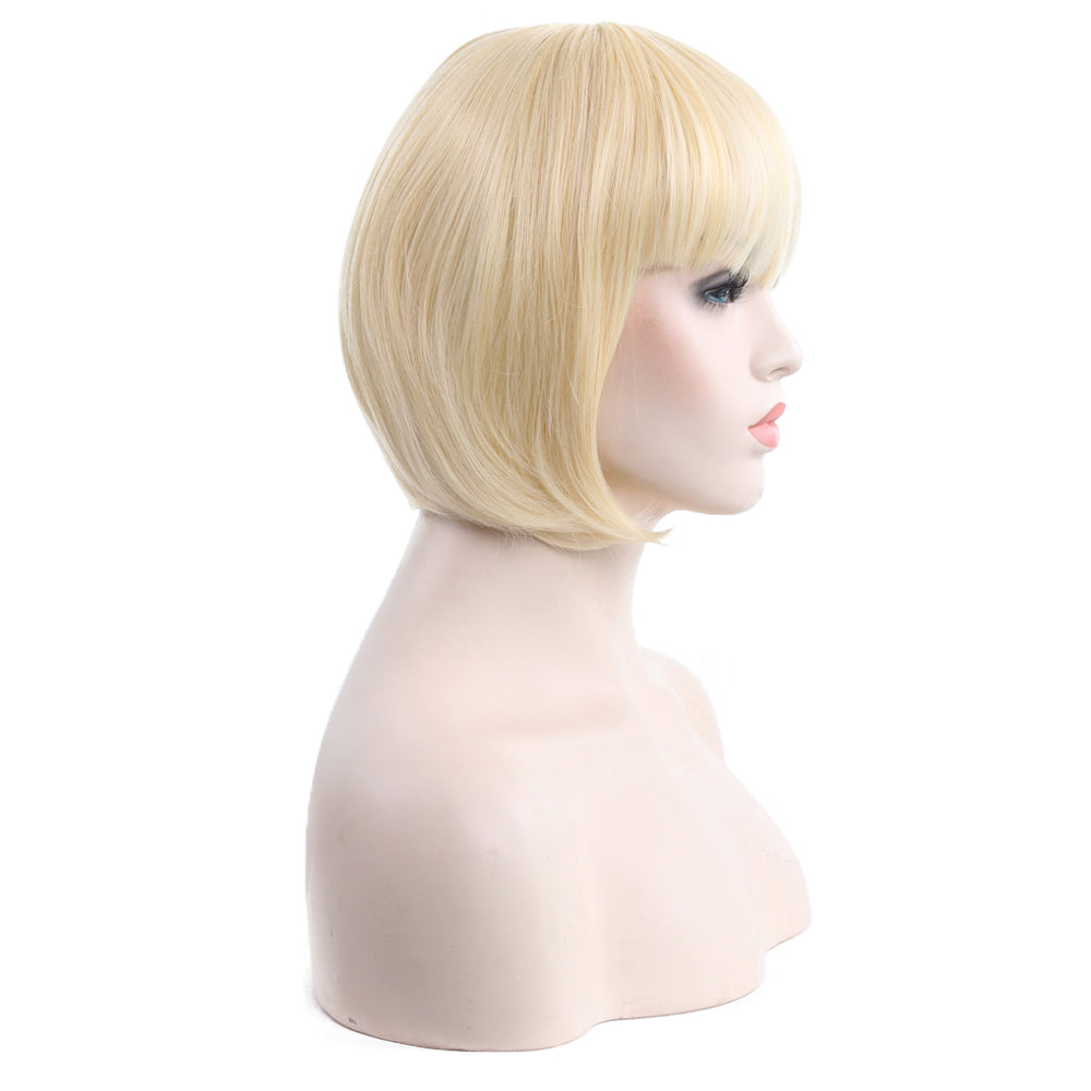 short light blonde wig