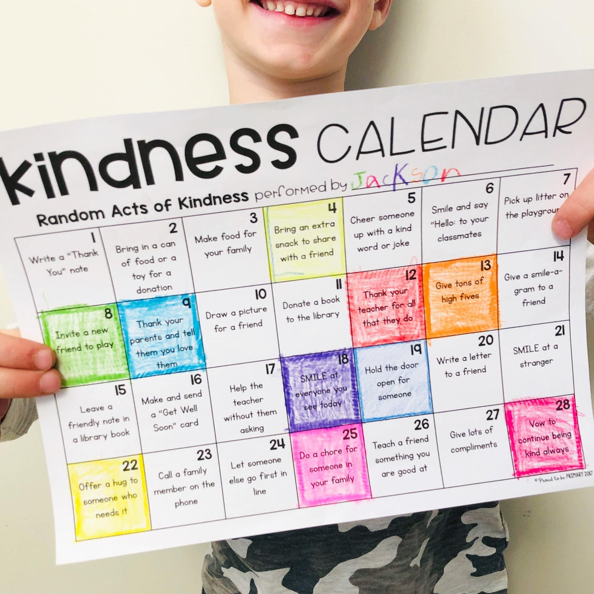 Kindness Classroom Challenge   Calendars Social Emotional Learning S