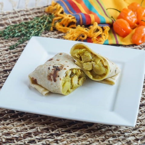 Bajan Chicken and Potato Roti