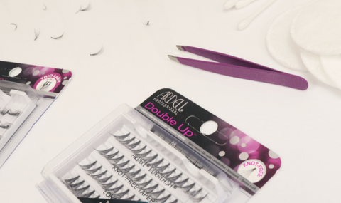Ardell individual knot free lashes and tweezer flatlay