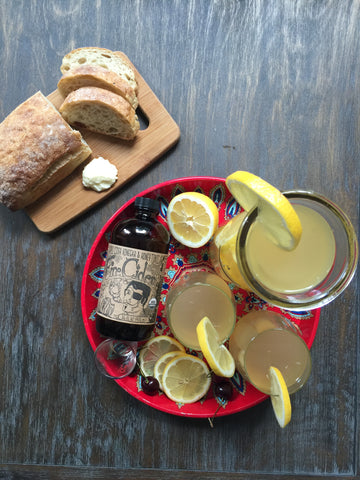 Summer afternoon refreshment at its best: Fire Cider Lemonade with Berkshire Mountain Bakery ciabatta and butter.