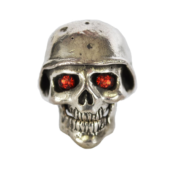 Satanic Garnet Silver Skull Ring - Left Field NYC