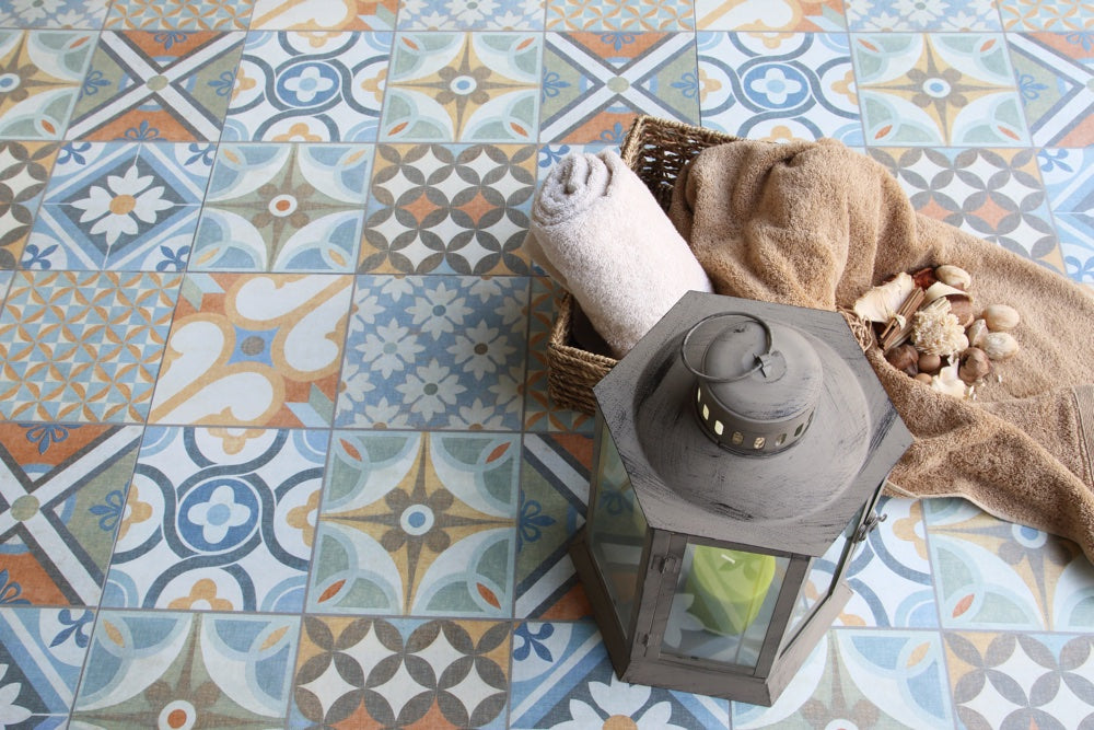 Create a beautifully bespoke bathroom, whatever your budget: geometric floor tiles