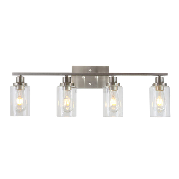 CloudyBay CB17006-BN Bathroom Vanity Light Fixture UL Listed 4-Bulb Wall Sconce with Opal Glass Shade Brushed Nickel Finish CloudyBay Lighting
