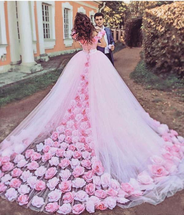 vintage pink wedding dress