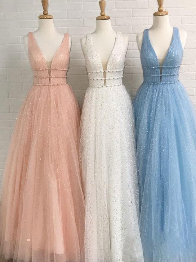 sparkly light blue prom dresses