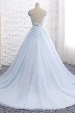 baby blue sparkly prom dress