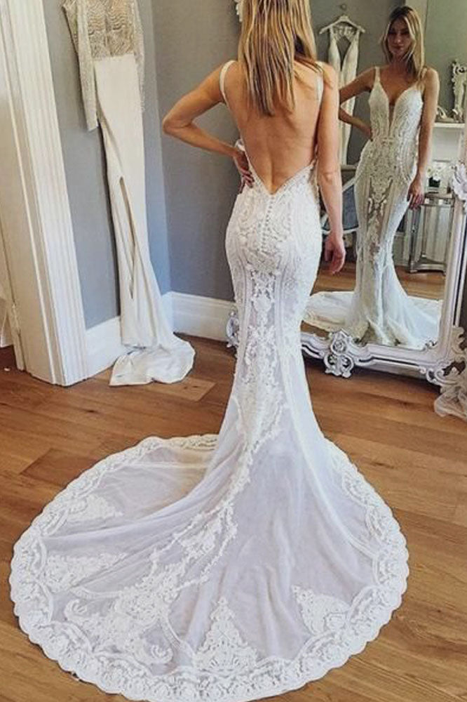 backless fishtail wedding dress