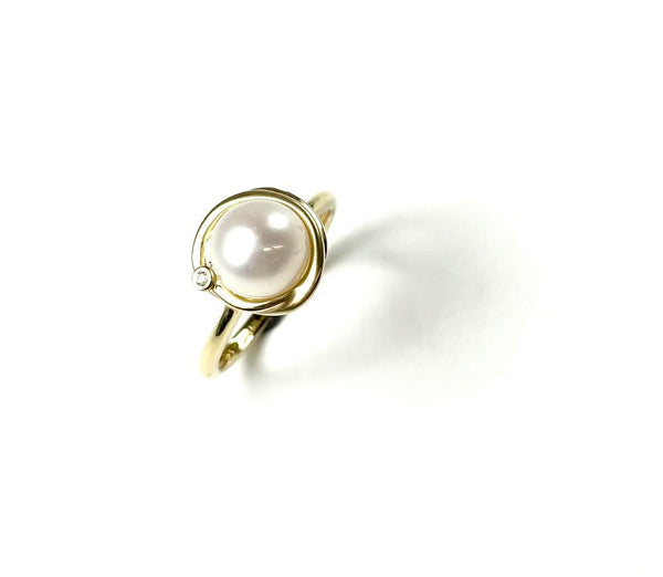 Details about   14k YG Over Sterling Silver Natural Fresh Water White Pearl Ring Sz 7 