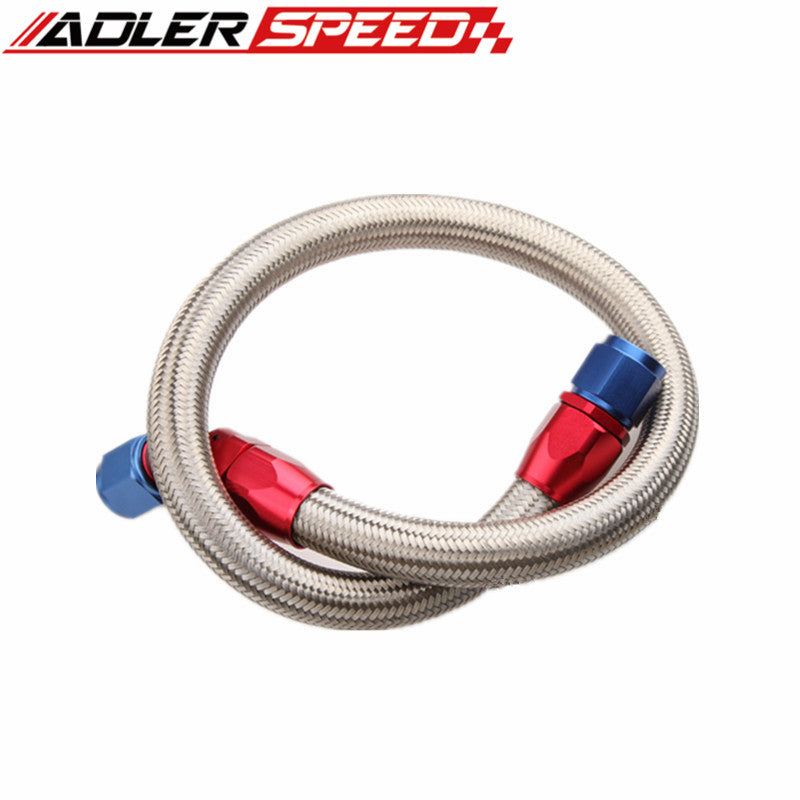 63" 90°10AN Nylon Braided Racing Performance Oil Fuel Coolant Line Hose Assembly 