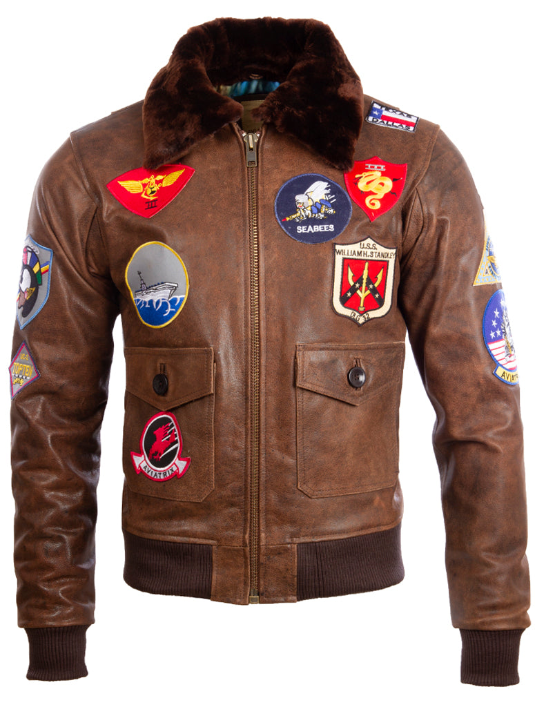 Aviatrix Men's Real Cuero Vintage Pilot Pilot Chaqueta Bomber (5I0N)