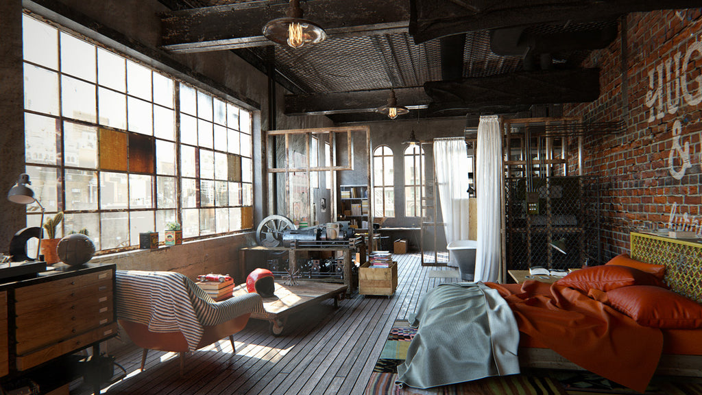 deco loft industrielle chambre