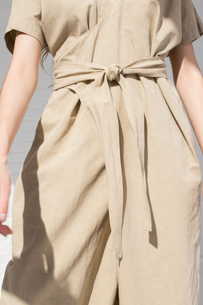 khaki wrap jumpsuit