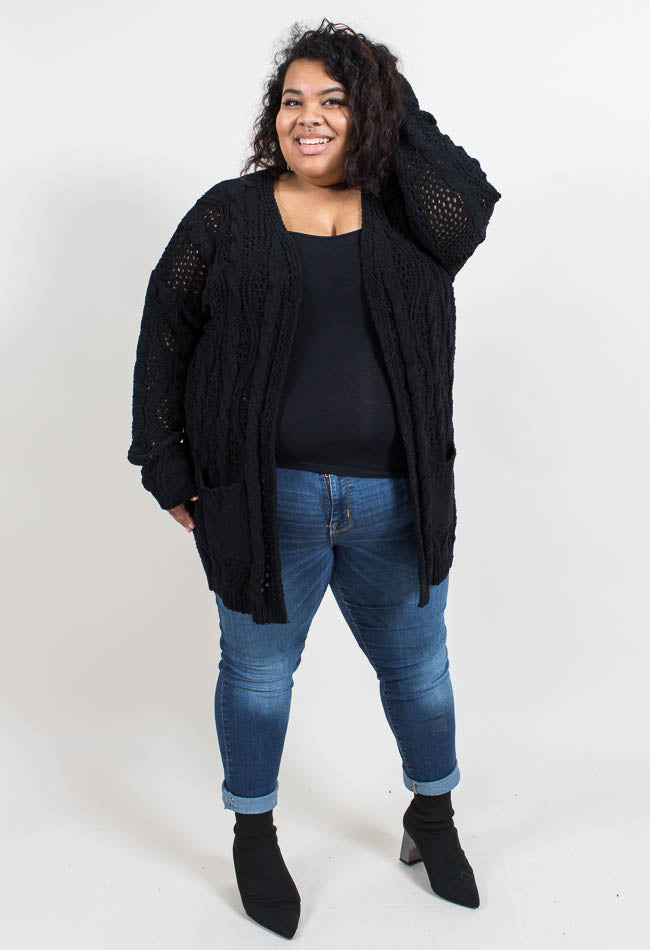 Open Weave Cardi- Black- Common Assembly