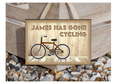 Gone Cycling Personalised Wood Sign at Honeymellow.com