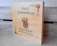 Maple Wood Personalised Summerhouse Sign at www.honeymellow.com