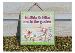 In the garden personalised sign at www.honeymellow.com