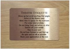 Theatre Rules: Add Text to Blank Metal Sign at Honeymellow