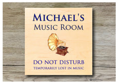 Music room maple wood sign at www.honeymellow.com 
