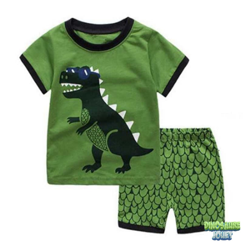 pyjama court dinosaure vert