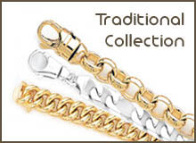 Curb, Mariner, Anchor, Figaro and other Traditional Gold Chains