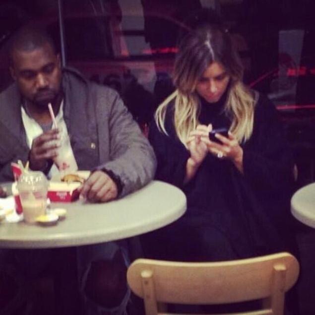 Kanye West and Kim Kardashian at Wendy's