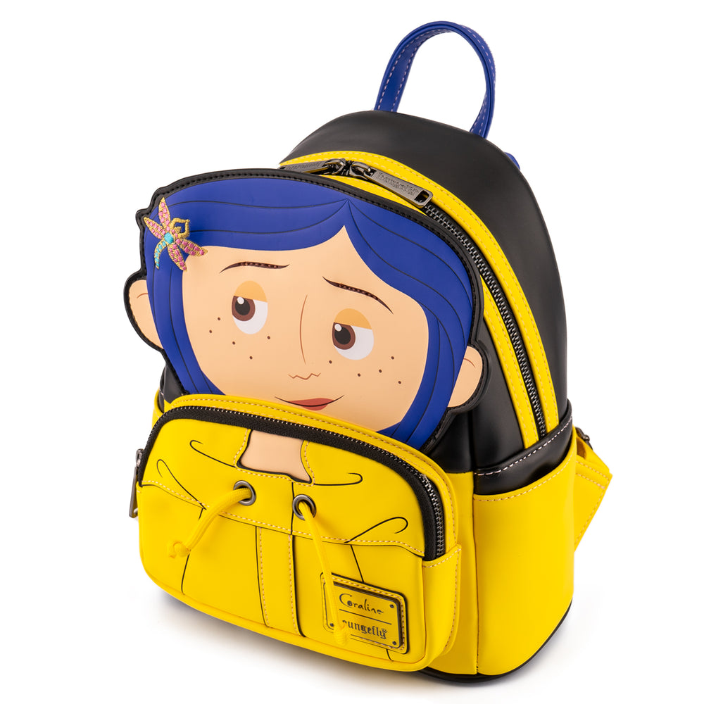Coraline Raincoat Cosplay Mini Backpack Top Side View-zoom