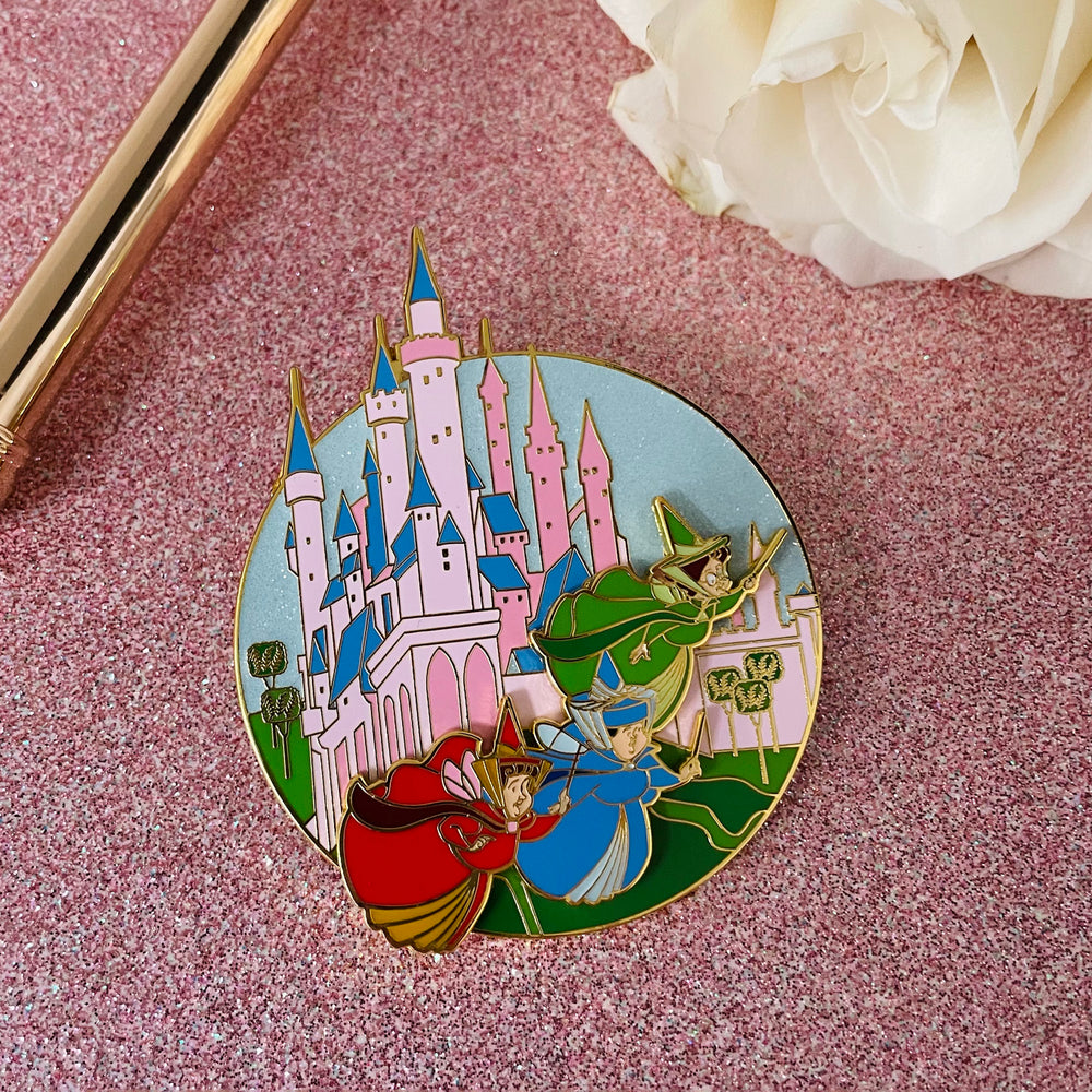 Sleeping Beauty Fairies Sliding Pin Lifestyle View-zoom