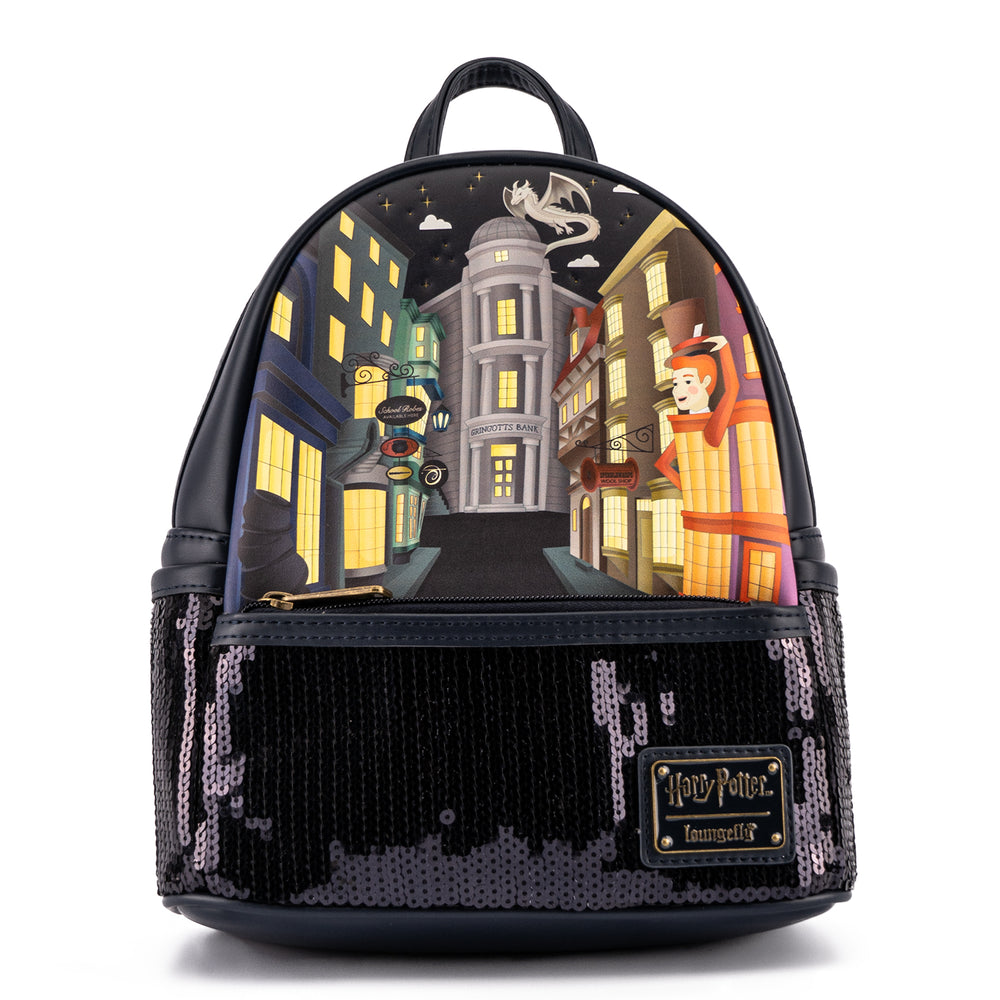 Harry Potter Diagon Alley Sequin Mini Backpack Front View-zoom