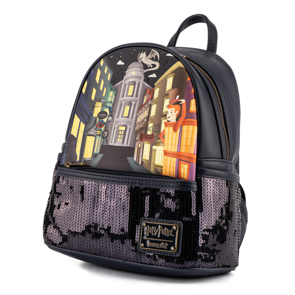 Harry Potter Diagon Alley Sequin Mini Backpack Side View-zoom