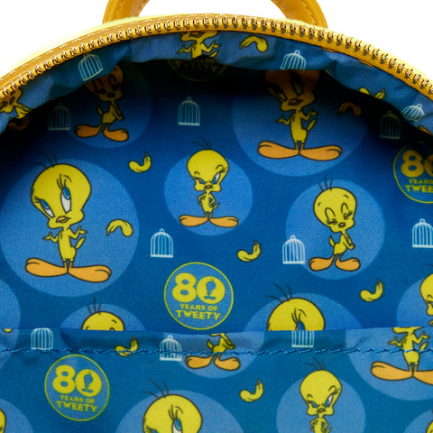 Tweety 80th Anniversary Plush Cosplay Mini Backpack Inside Lining View